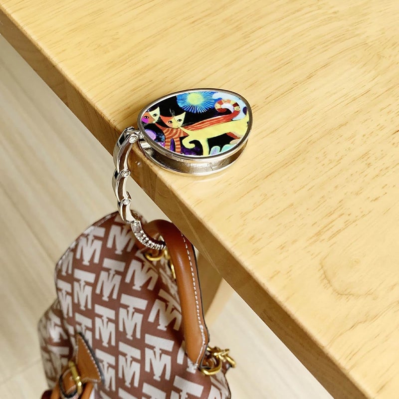KSMD Purse Hooks for Table and Bars,Portable Purse Hanger Organizers Hooks Handbag Holder Pocketbook Holder Bag Storage for Desk Bag Hook,Foldable Folding Table Hook Hanger - Image 3